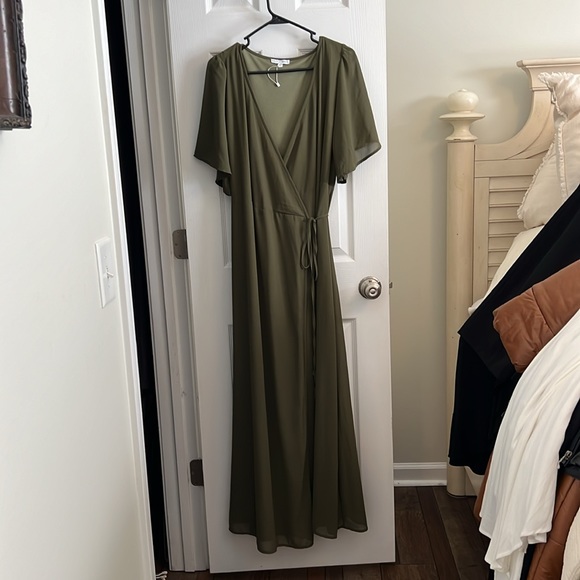 Baltic born ivy, maxi wrap dress color, olive size large - Picture 2 of 4